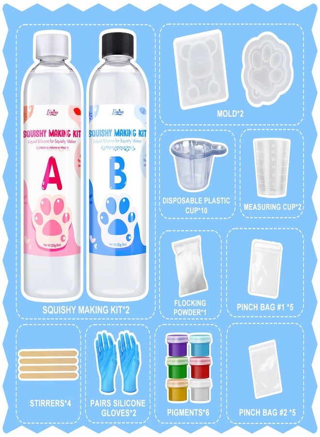 Limino Liquid Silicone for Taba Squishy Kit - 18oz 1:1 AB Ratio Mixed Super Soft Silicone Rubber for Squishy Maker, Perfect DIY Stress Relief Gift Making Kit for Adult Hobby, Taba Bear, Flocking Cat's Paw - Image 2